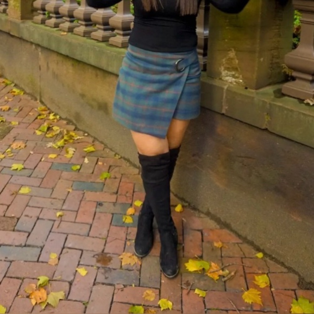 NWT Free People Mini Skirt Plaid Green Size 6